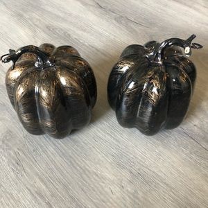Black & Gold Halloween pumpkins (set of 2)
